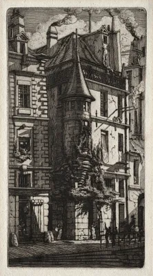Etchings of Paris:  House with a Turret, Weavers' Street