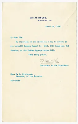 Letter from William Loeb to E. A. Hitchcock