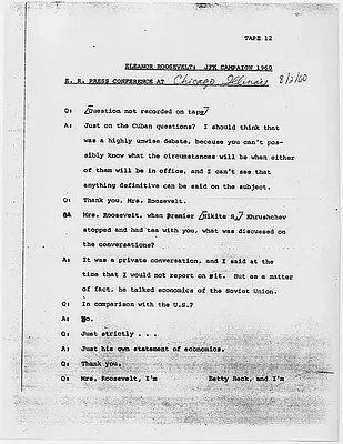 Press conference by Eleanor Roosevelt in Chicago, Illinois, 2 August 1960