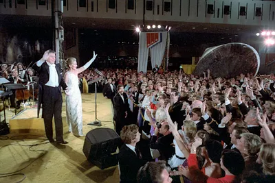 President Ronald Reagan and Nancy Reagan at the Inaugural Ball at the National Air and Space Museum in Washington DC