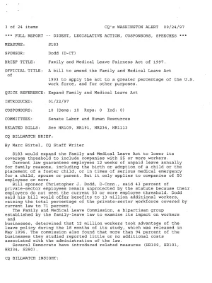 (Child Care) Pending Parental Legislation