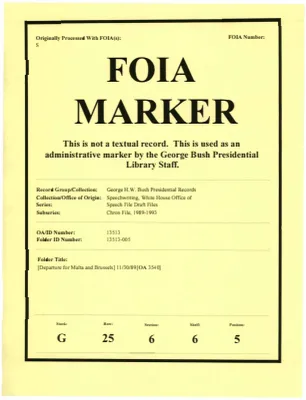 [Departure for Malta & Brussels] 11/30/89 [OA 3540]