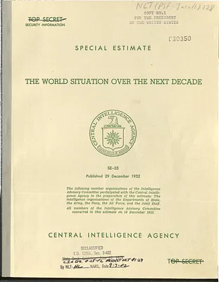 Report, Central Intelligence Agency, The World Situation Over the Next Decade, Special Estimate 35