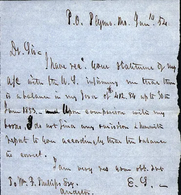 Ephraim Spooner to Mr. F. Phillips Jan. 10 1854