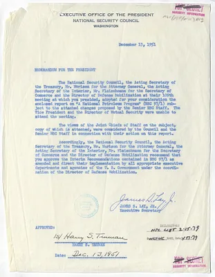 Memorandum from James S. Lay, Jr. to President Harry S. Truman