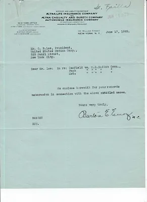 Letters Received to Burton E. Emory, June 17, 1929