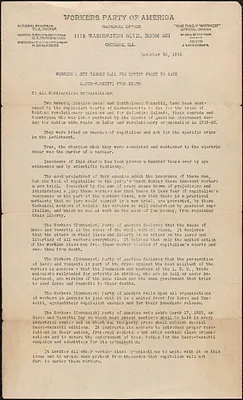William Z. Foster (Workers Party of America) typed letter (circular), Chicago, Ill., December 30, 1924