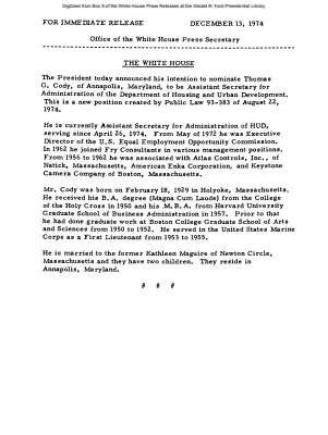 Cody, Thomas G. [Biography]