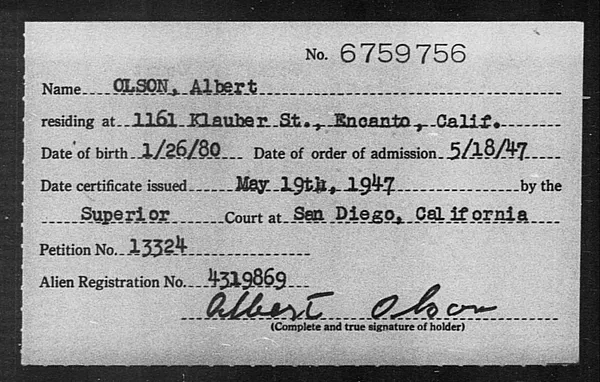 Olson, Albert - 1947