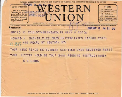 Telegram to Howard H. Barker [H.H. Barker], March 8, 1930