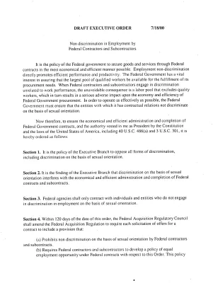 E.O. [Executive Order] and Sexual Orientation in Federal Contracting