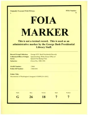 Bicentennial of Washington's Inaugural 4/30/89 [OA 6263]
