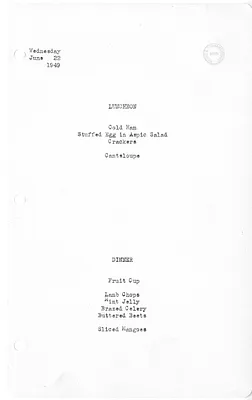 White House Luncheon and Dinner Menu