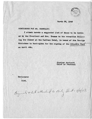 Memorandum from Stanley Woodward to Matthew Connelly