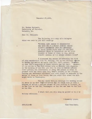Letters Sent to Dr. Herman Schlundt, December 27, 1930