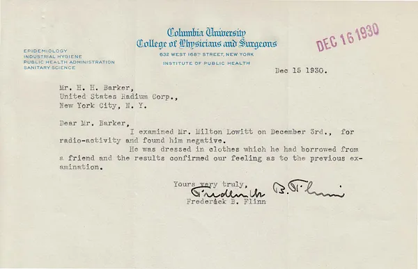 Letters Received to H.H. Barker, December 15, 1930