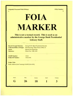 Radio Address - [Job Training] 4/16/92 [OA 6100]