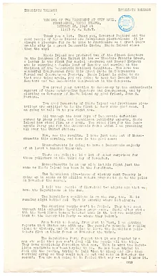 Press Release, Speech of President Harry S. Truman, Providence, Rhode Island