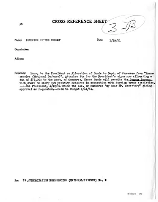 Cross Reference Memorandum