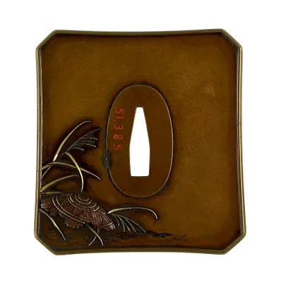 Tsuba Referring to the Noh Play ""Kayoi Komachi""