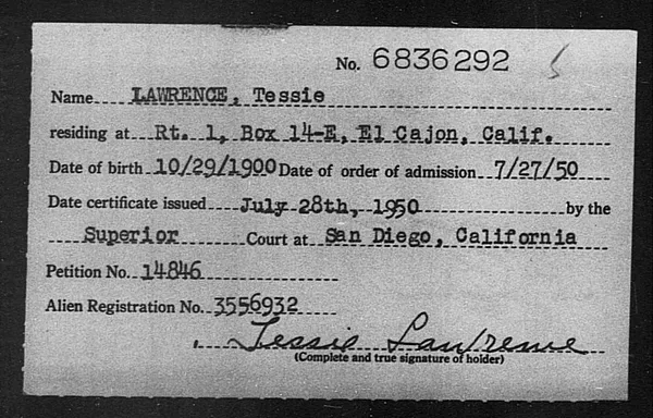 Lawrence, Tessie - 1950