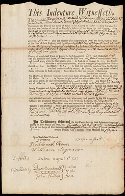 Thomas Frieyd indentured to apprentice with Benjamin Sault of Boston, 4 August 1752