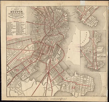 Map of Boston, comprising the whole city, with the new boundaries of the wards