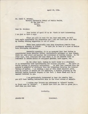 Letters Sent to Dr. Cecil K. Drinker, April 30, 1925