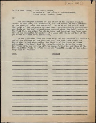 Ethical Culture School on New York blank form to Alvan [T.] Fuller, [New York, N. Y.?, August 1927?]
