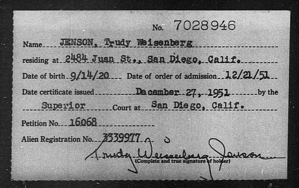 Jenson, Trudy Weisenberg - 1951
