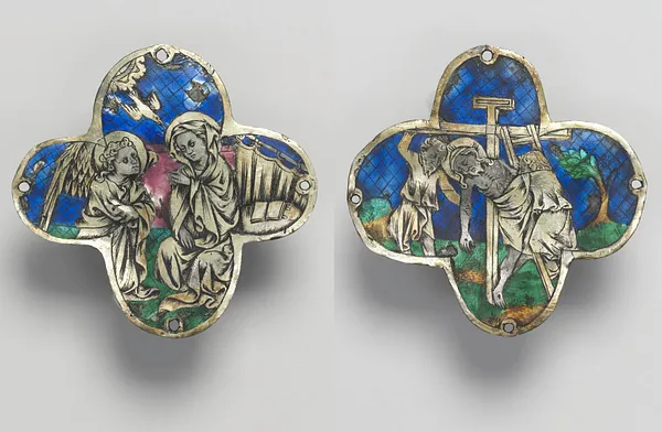 Quatrilobed Plaque (pair): The Annunciation and The Descent from the Cross