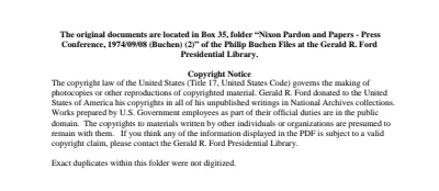 Nixon Pardon and Papers - Press Conference,1974/09/08 (Buchen) (2)