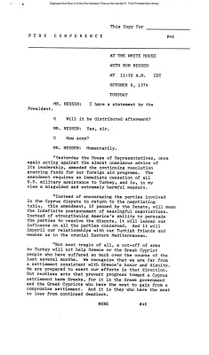 Press Secretary Briefings, 10/8/74