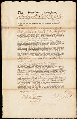Mary Webb indentured to apprentice with William Spry of Roxbury, 1 March 1768