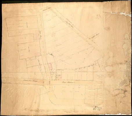 [Plan of estates on Charles River bridge, Prince Street, Lynn Court, and Snow Hill Street]