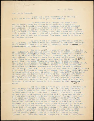 Bartolomeo Vanzetti typed letter (copy) to Mrs. L.N. Russell, [Charlestown], 18 September 1925