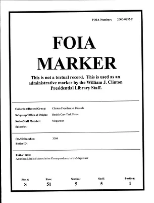 American Medical Association Correspondence to Ira Magaziner