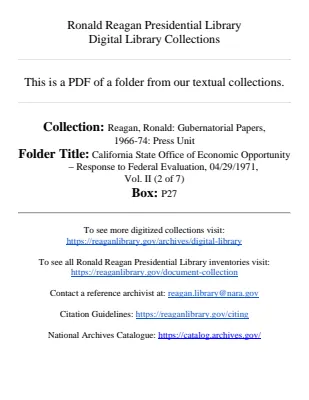 California State Office of Economic Opportunity - Response to Federal Evaluation, 04/29/1971, Vol. II (2 of 7)