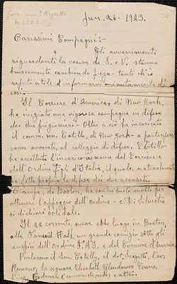 Negretti autograph letter signed to [Sacco-Vanzetti Defense Committee], June 26, 1923
