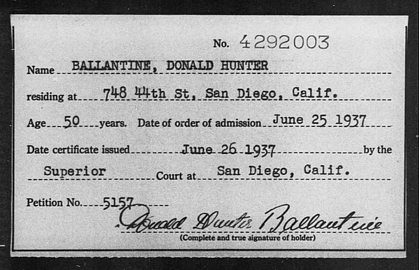 Ballantine, Donald Hunter - 1937