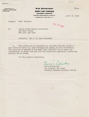 Letters Received to C.B. Lee, April 17, 1943