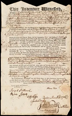 Mary Layton indentured to apprentice with Andrew Elliot, Jr. of Boston, 28 July 1746