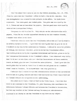 Typed Transcript of Longhand Note of President Harry S. Truman