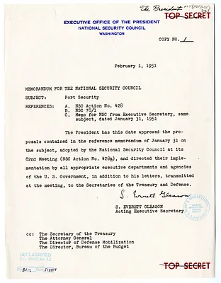 Memorandum from S. Everett Gleason to the National Security Council