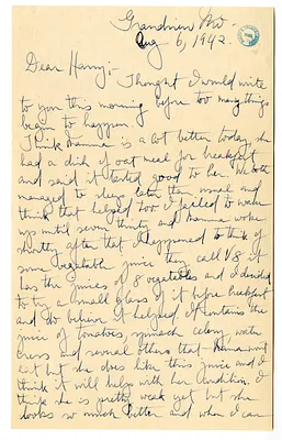 Letter from Mary Jane Truman to Harry S. Truman