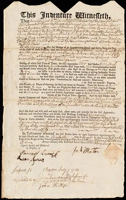 Sarah Ray indentured to apprentice with James Morton of Litchfield, 12 June 1747