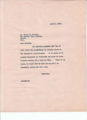 Letters Sent to Thomas R. Strahan, April 8, 1925