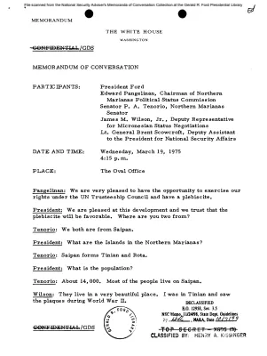 March 19, 1975 - Ford, James M. Wilson, Northern Marianas Officials