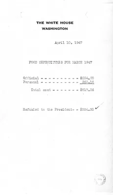 Memorandum, Food Expenditures for March 1947
