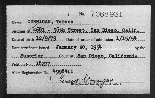 Corrigan, Teresa - 1954